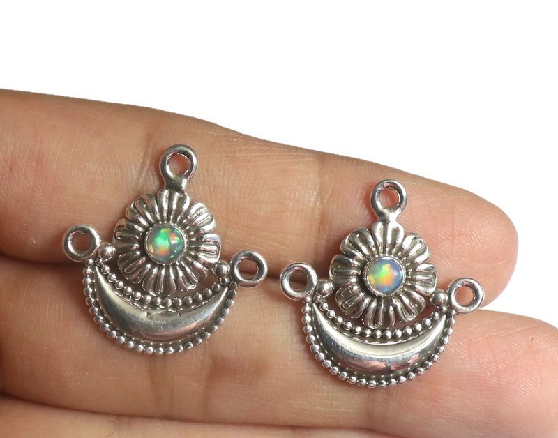 handmade jewelry making Natural opal supply sterling silver fire opal connector