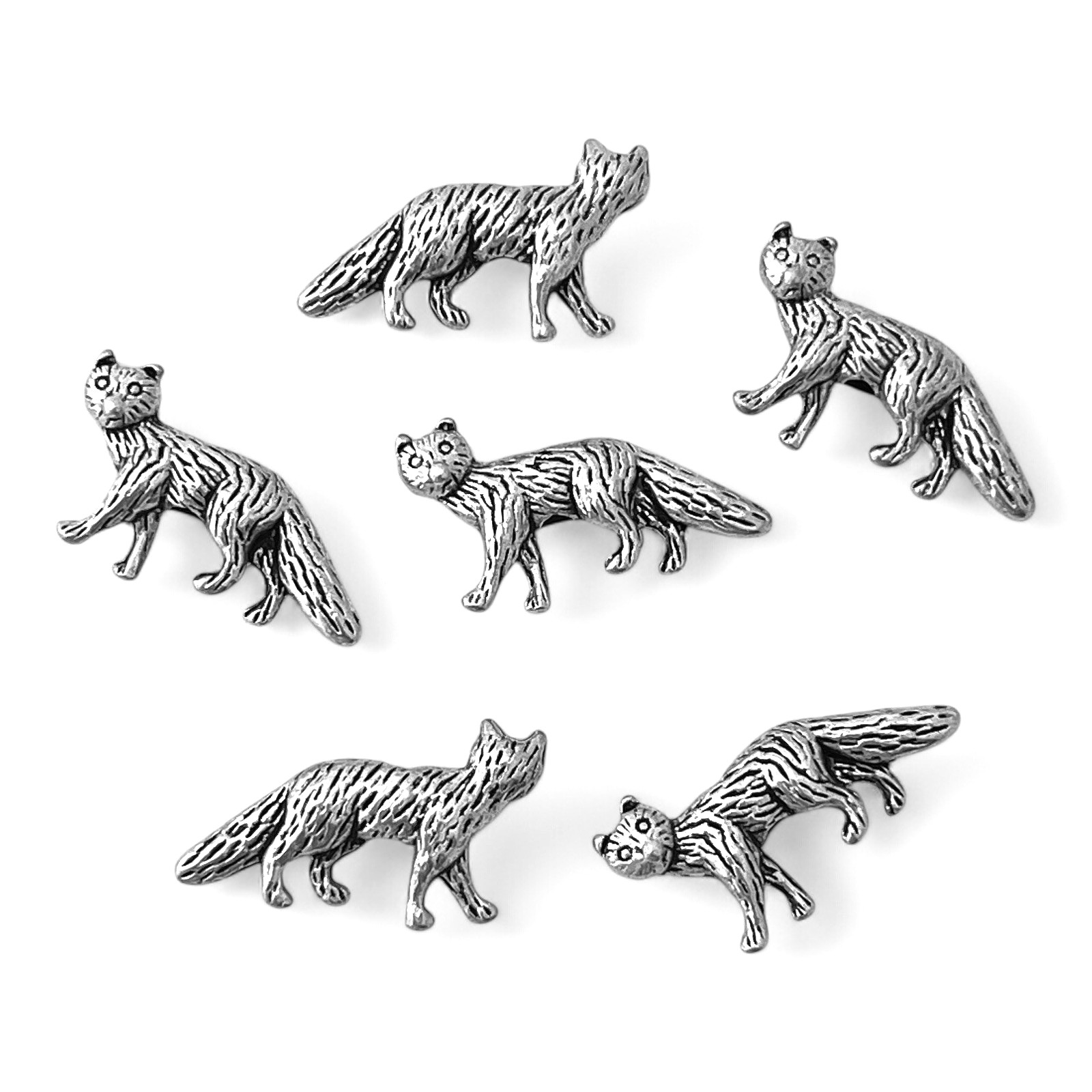 10 pcs Fox Spacer Spacer Beads Silver Animal Southwestern Bead Findings 21x12mm