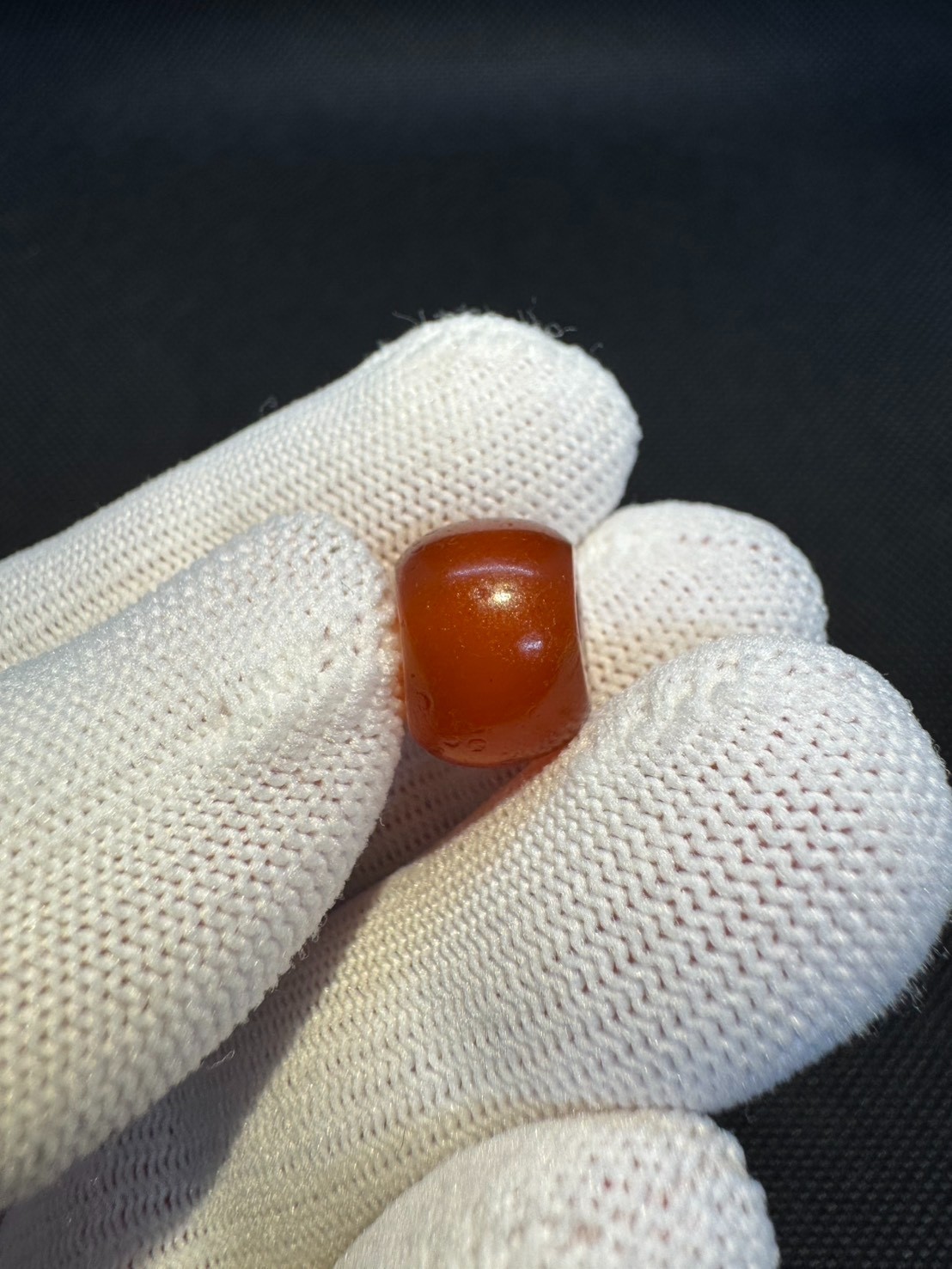Qing Dynasty Marbled Glass Barrel Bead Chinese Antique Glass Bead