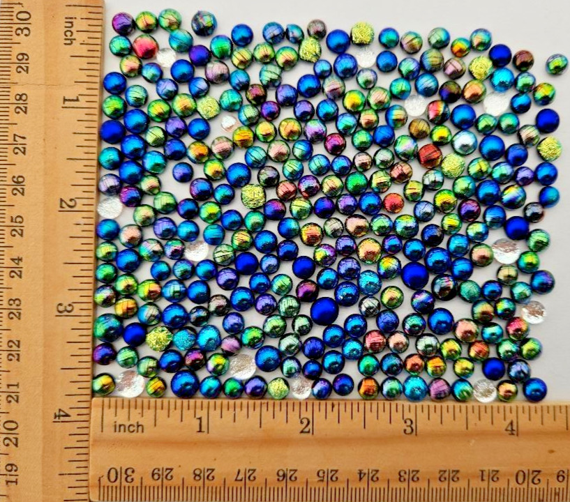 300 Tiny Handcrafted Dichroic Glass Cabochons/Lot/Jewelry Making Supplies/90 COE