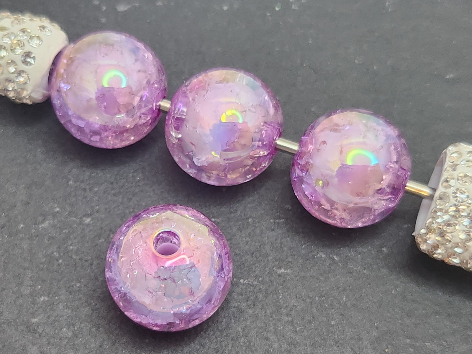 16mm Acrylic CRACKLE Beads YOU PICK!! – Pack of 12- Beadable DIY Pens Keychains