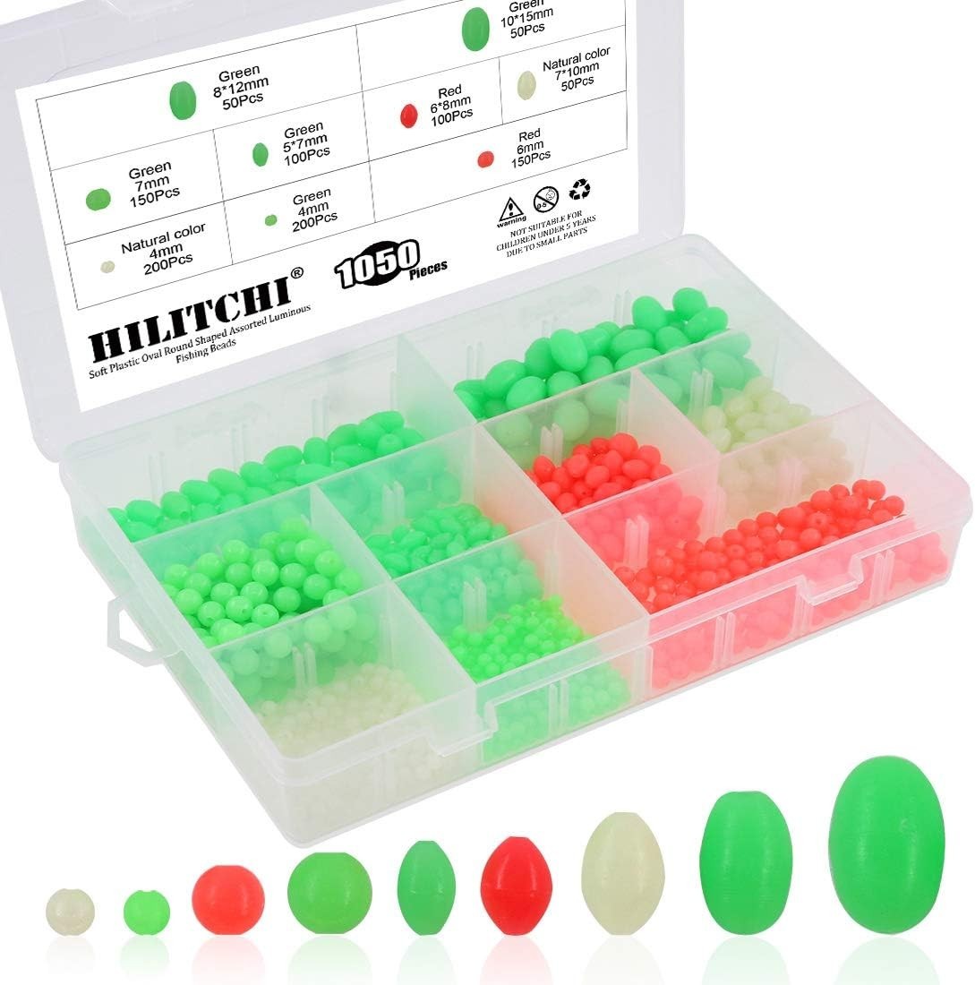 High-Quality Luminous Fishing Beads – 1050 Pcs Soft Plastic Assortment, 3 Colors