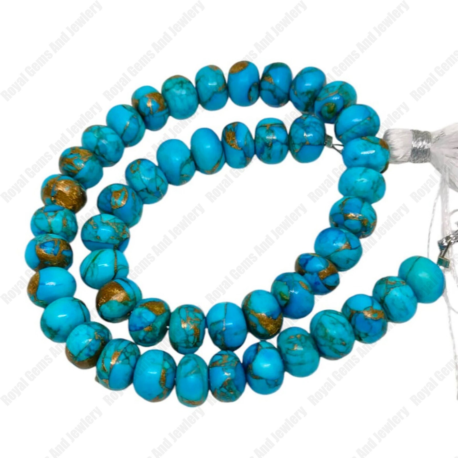 Blue Copper Turquoise Smooth Rondelle Beads Gemstone,Size – 6,7 and 8 mm 8″Inch