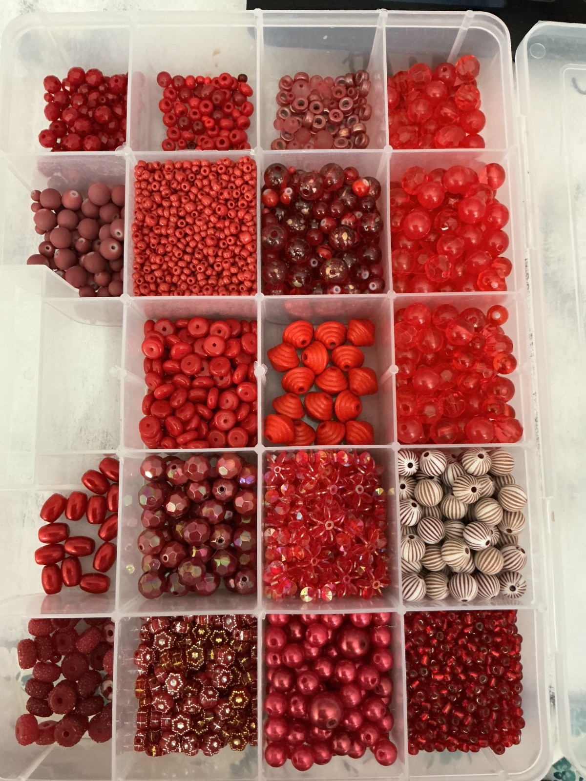 Large Mixed Red Bead Lot 1.5+Lbs w/Organizer Jewelry Making Craft Supplies