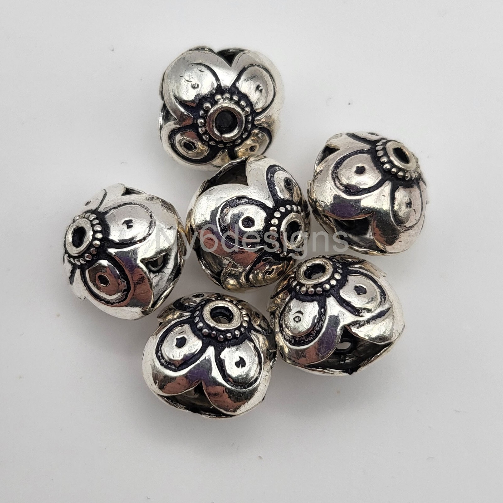 ONE Sterling Silver Bali Spacer Beads 13x10mm Rondelle .925 Lovely Bead Jewelry