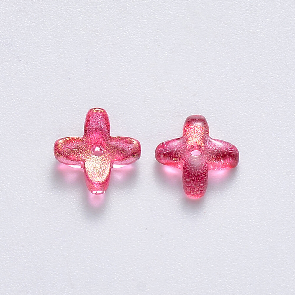 100x Spray Glass Glitter Powder Clover Spacer Bead Cap End for Jewelry Making