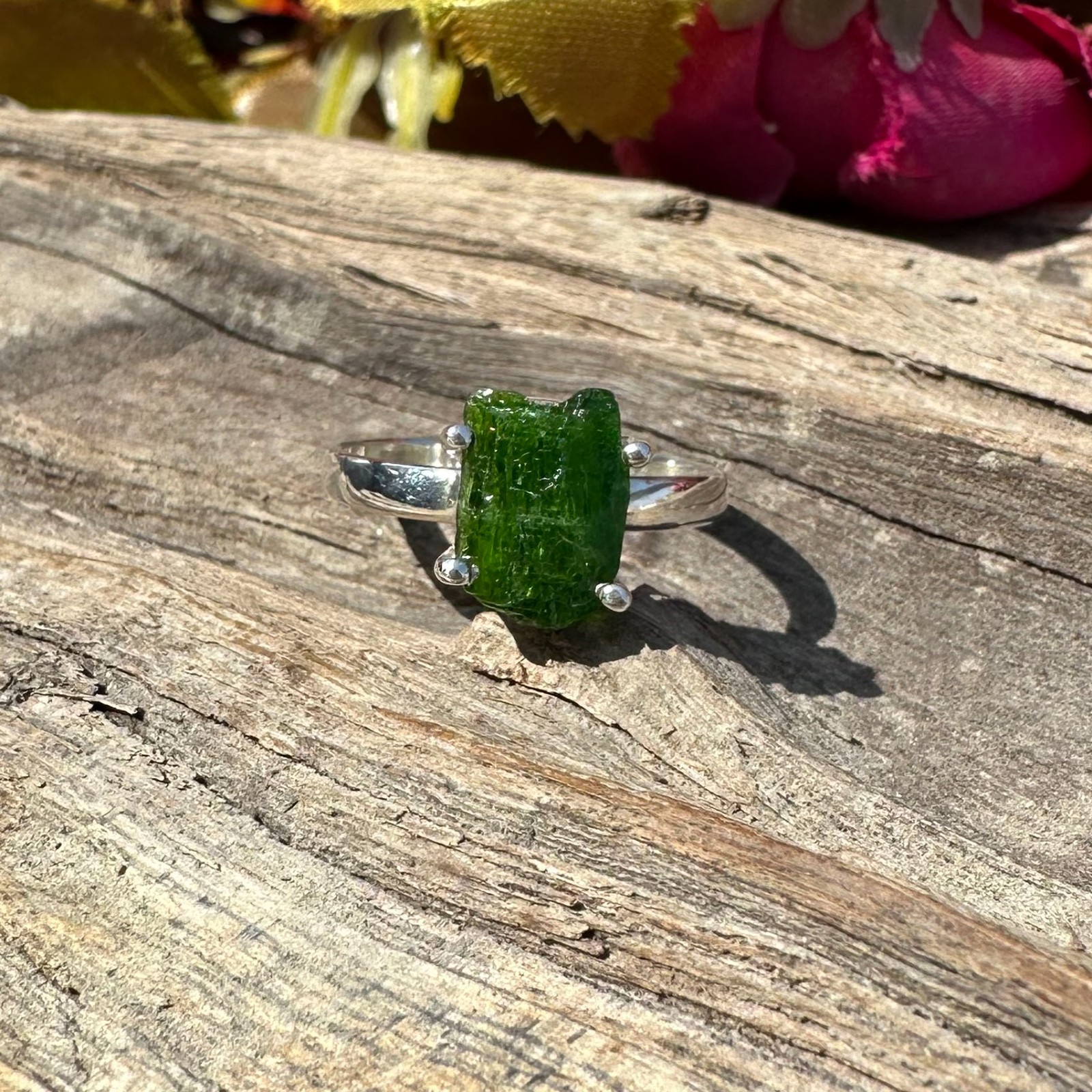Top Grade Chrome Diopside Gemstone Ring 925 Sterling Silver Ring Size-9 EBR508