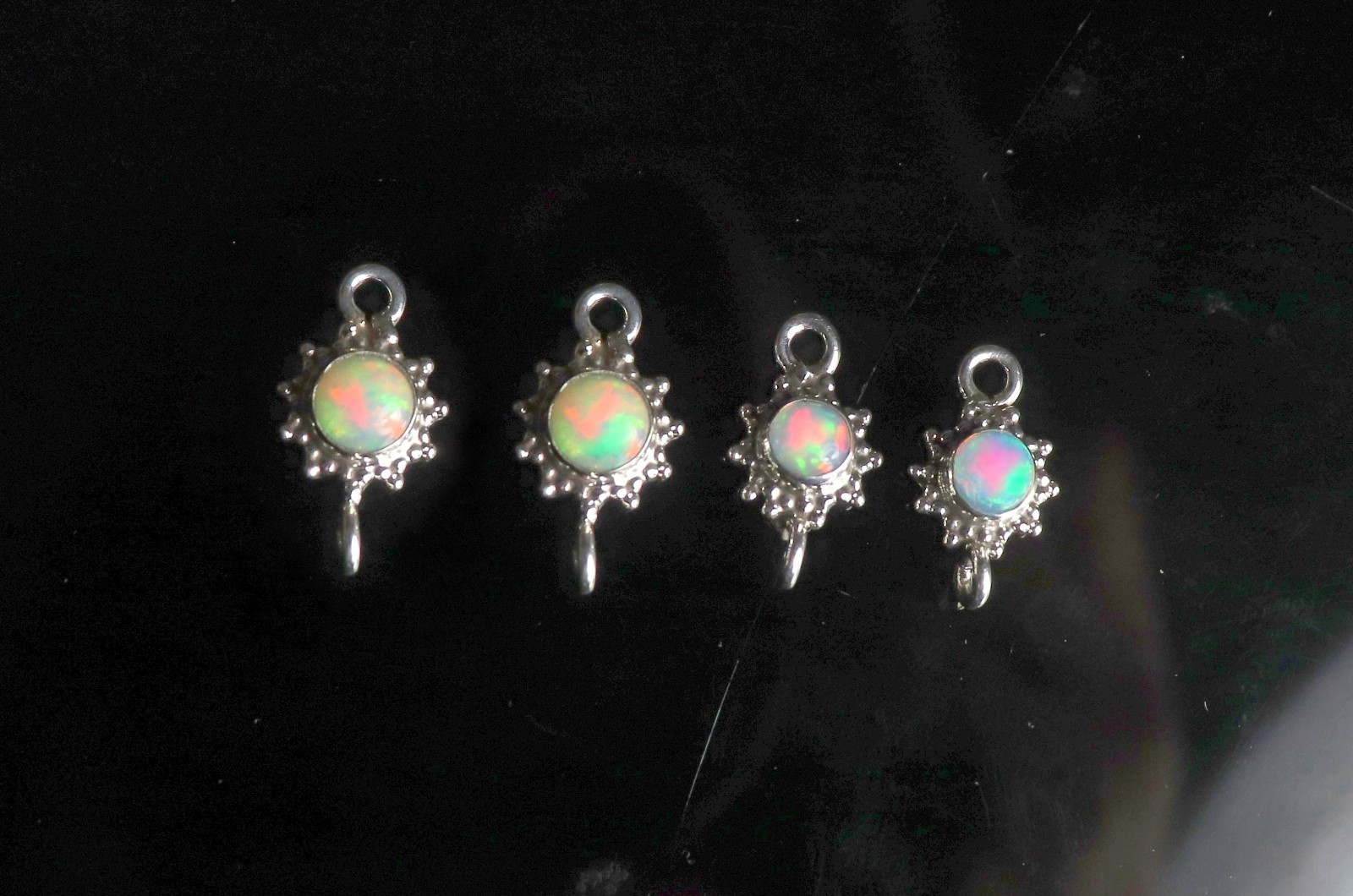 sterling silver fire opal connector for jewelry making DIY opal supplies links