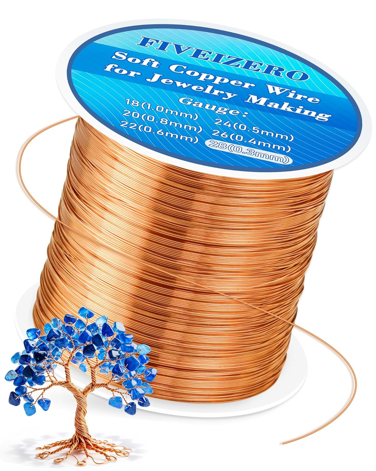 FIVEIZERO 328Ft 28 Gauge Copper Wire for Jewelry Making, Pure Dead Soft Bare