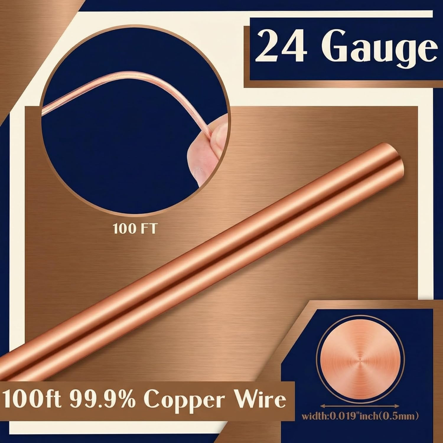 100Ft 24 Gauge Copper Wire for Gardening, Electroculture, Bonsai, Jewelry Making