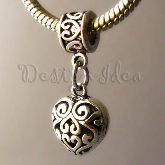 Filigree Heart 16mm Antiqued Silver Plated Pendant Charms C9495 – 2, 5 Or 10PCs