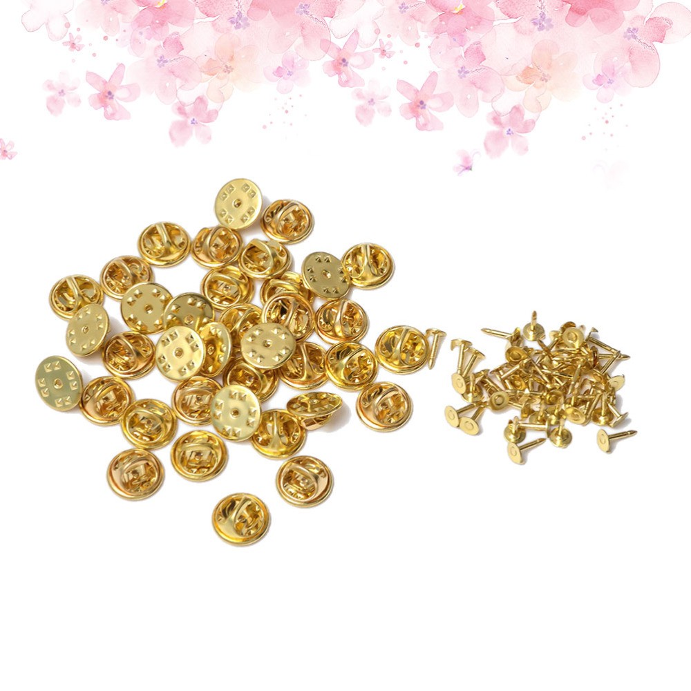 100 Sets Easy to Use Lapel Holder Brooch Clasps Pin Backs for DIY Jewelry Making