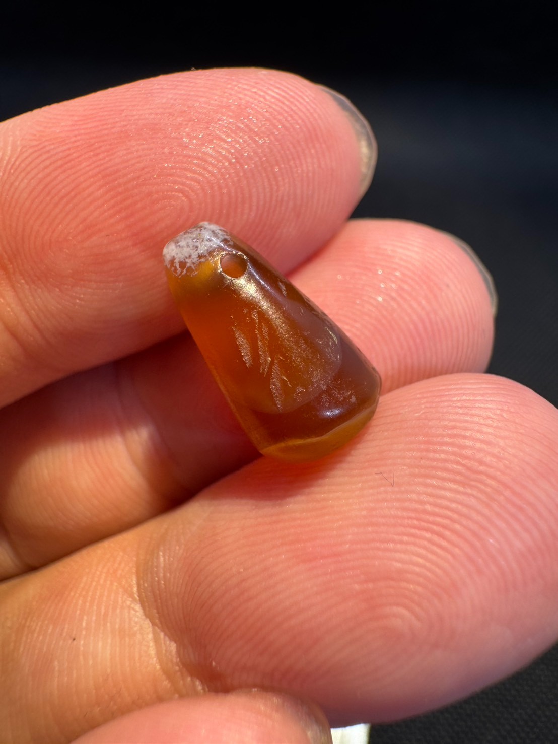 Han Dynasty Banded Agate Teardrop Pectoral Bead Ancient Chinese Pendant Bead