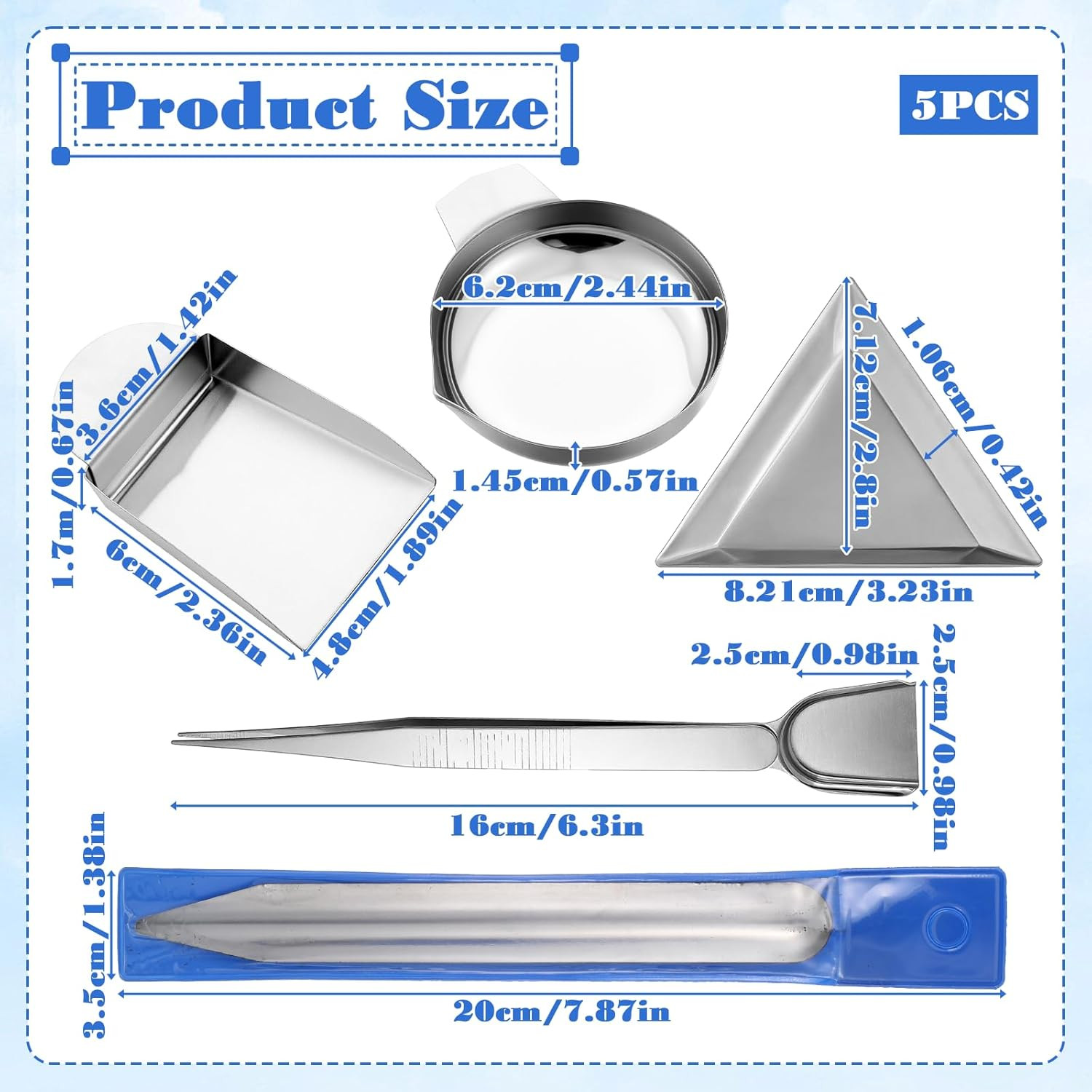 5-Piece Jewelry Bead Scoop Set with Stainless Steel Tweezers and Sorting Trays