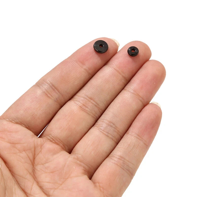 100pcs Stainless Steel Black Flat Round Beads Spacer Beads for Jewelry Making