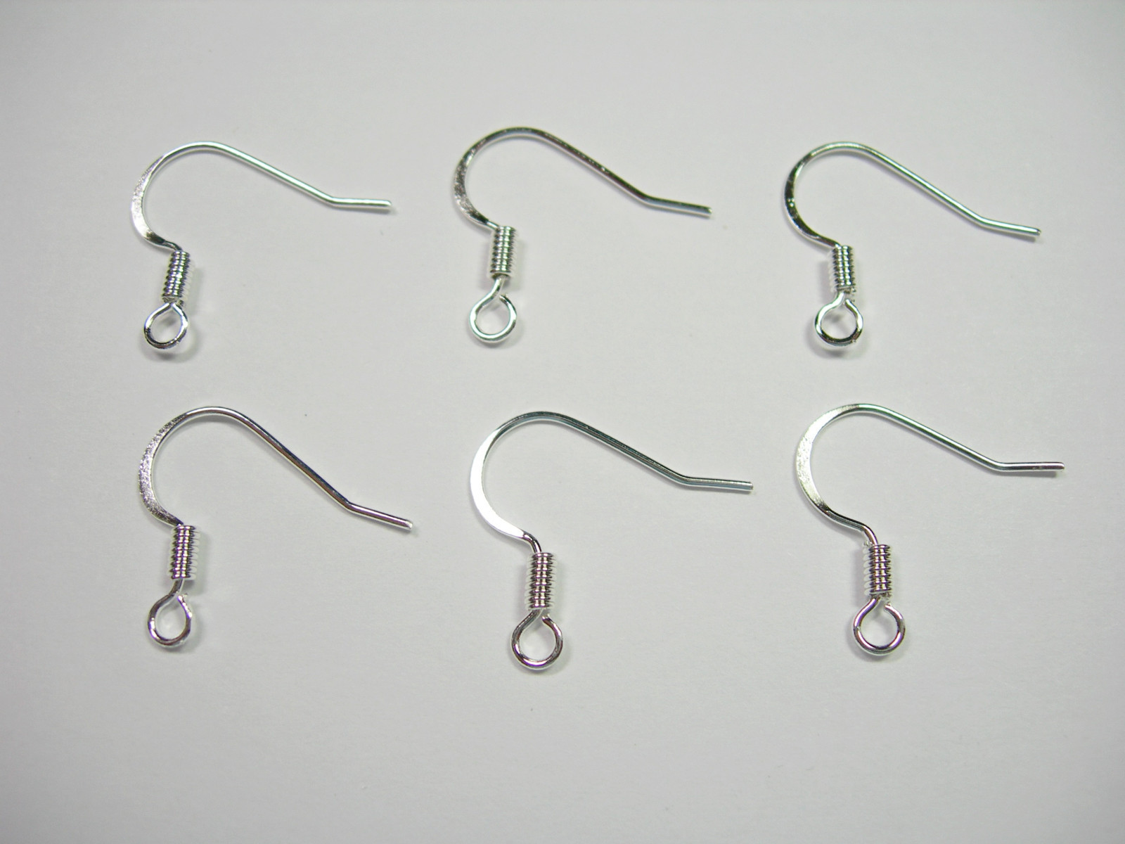 20 pair (40) bright silver plated Ear Wires stamped w/ coil french hook