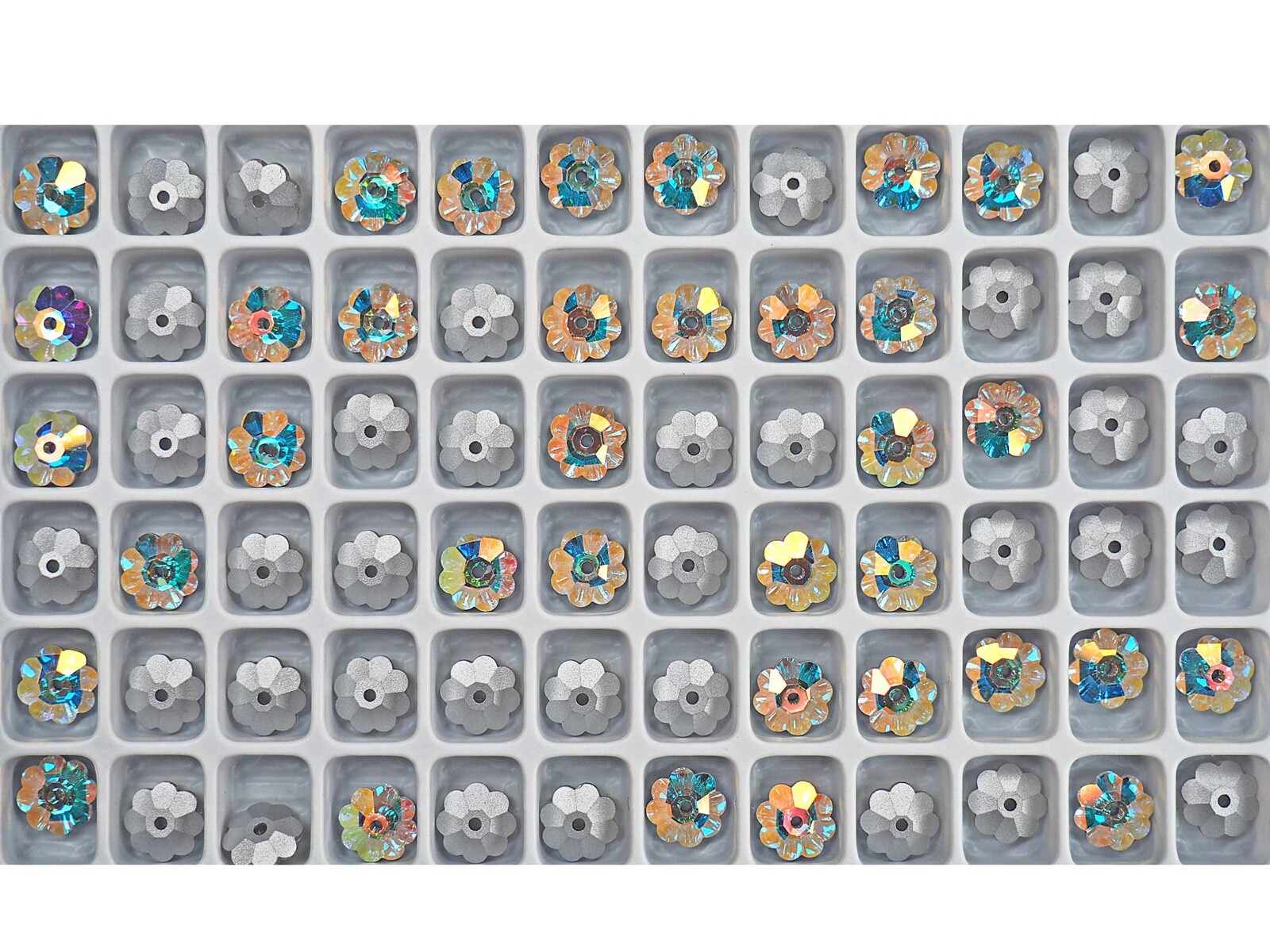 Crystal AB, Preciosa Czech MC Flower 1-hole Sew-on Stones Style #301, 8mm 36 pcs