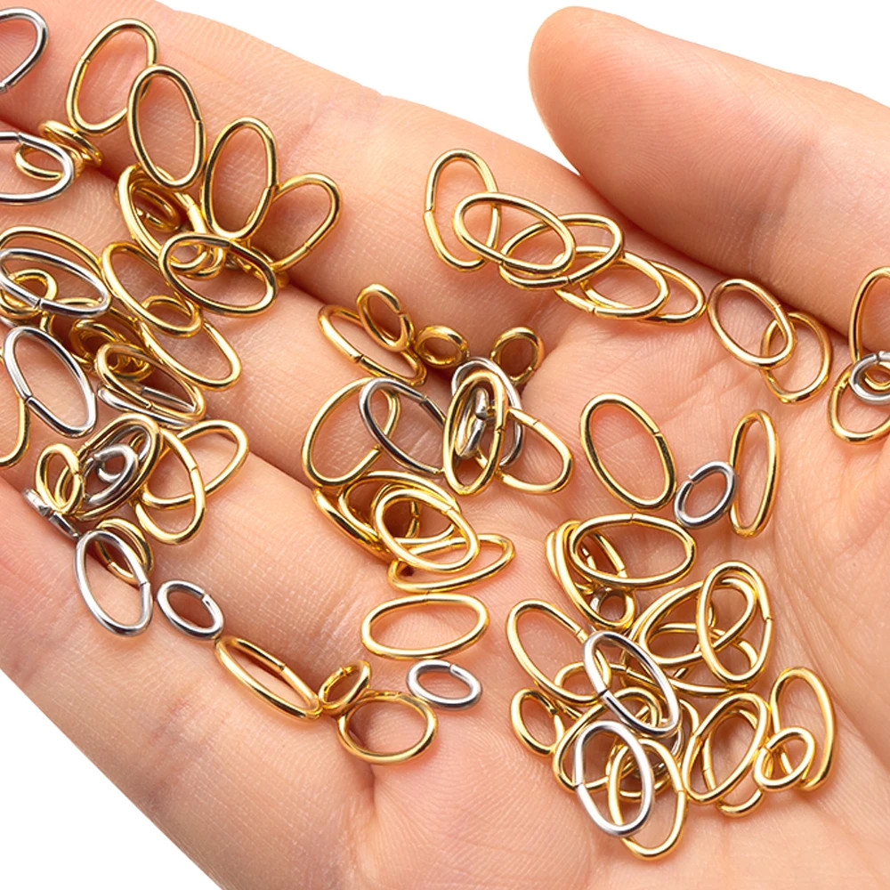 50Pcs Stainless Steel Oval Jump Rings Connector Open Rings for Jewelry Making Ea