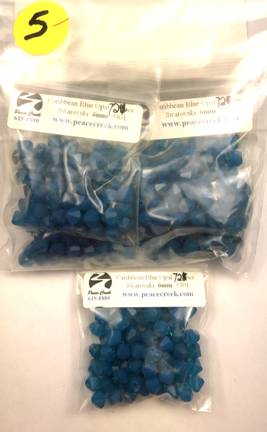 Swarovski Crystal 6mm (360 pcs) Caribbean Blue Opal #5301 (5 baggies of 72)