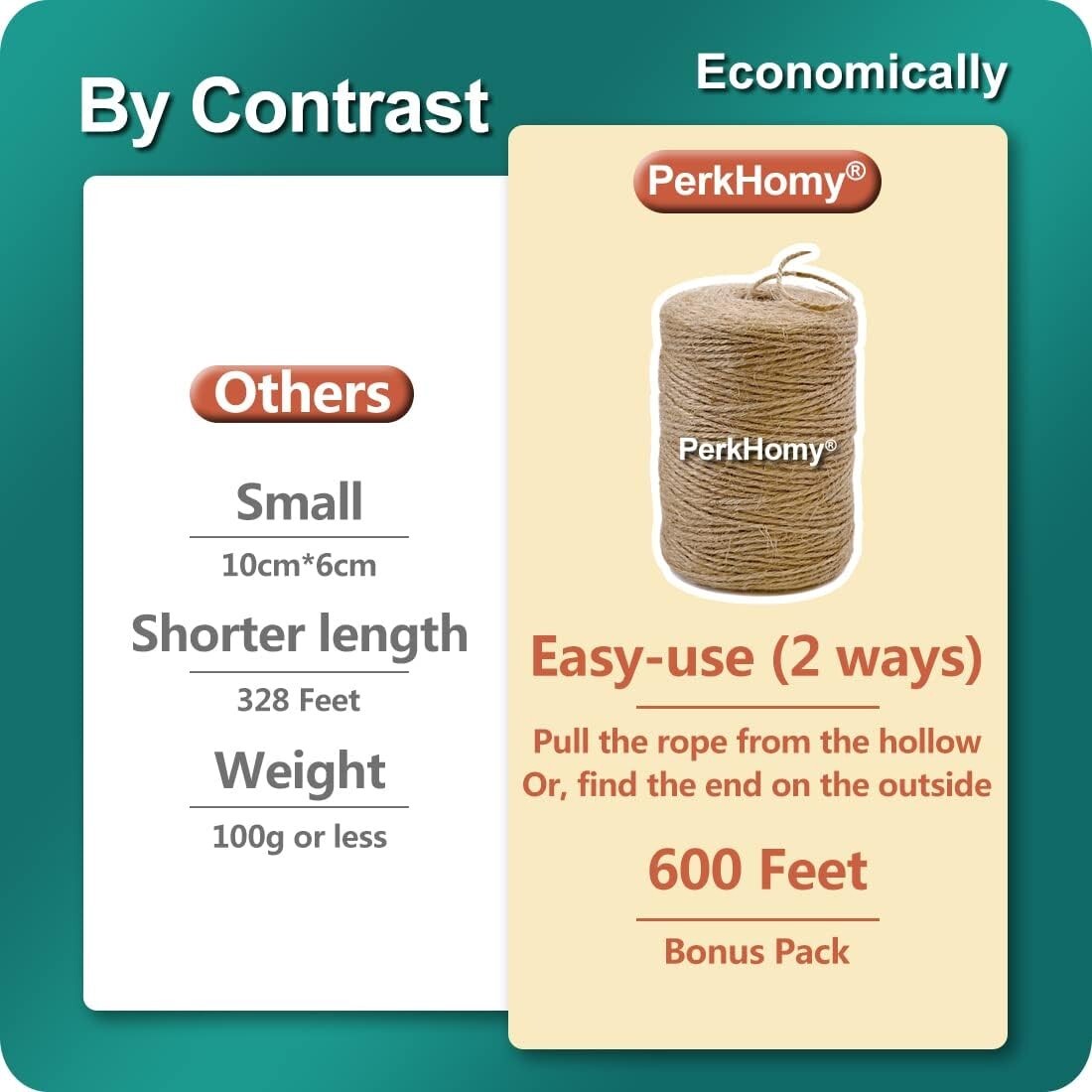 100% Natural Jute Twine String 2mm – 600 Feet Long for Arts, Crafts & Packaging