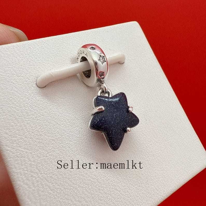 New 925 Sterling Silver Celestial Galaxy Star Murano Dangle Charm 792368c01