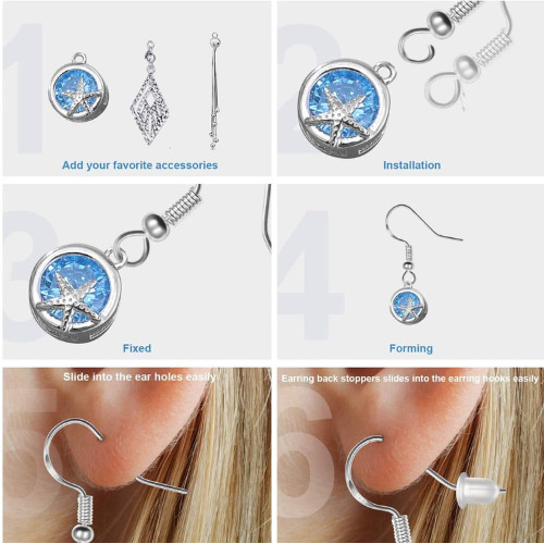 925 Sterling Silver Earring Hooks For Jewelry Making Supplies Kit 100Pcs&50pairs