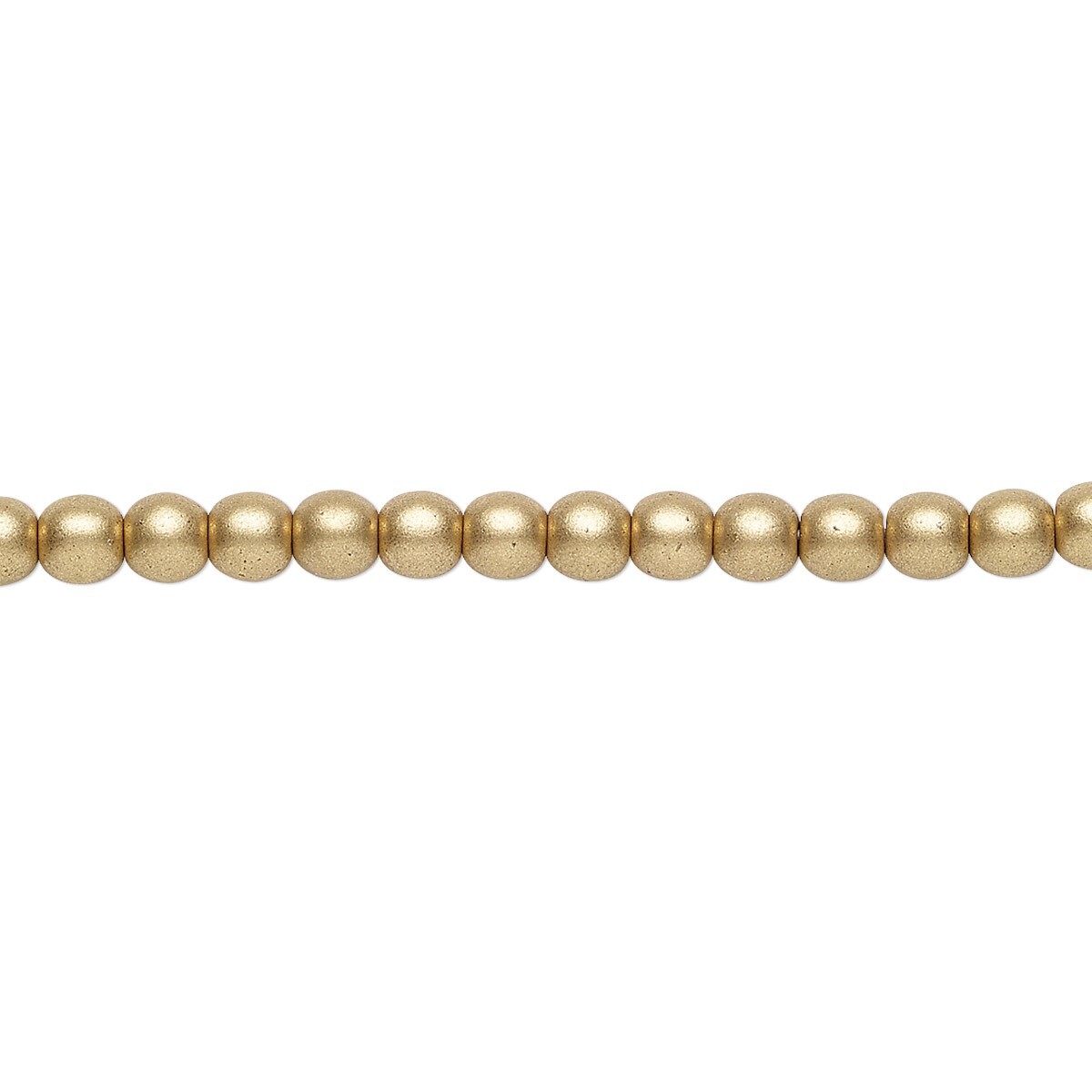 Bead, Czech Pressed Glass Satin Gold 4mm Round with 0.8-1mm Hole 1 Strand(100) `