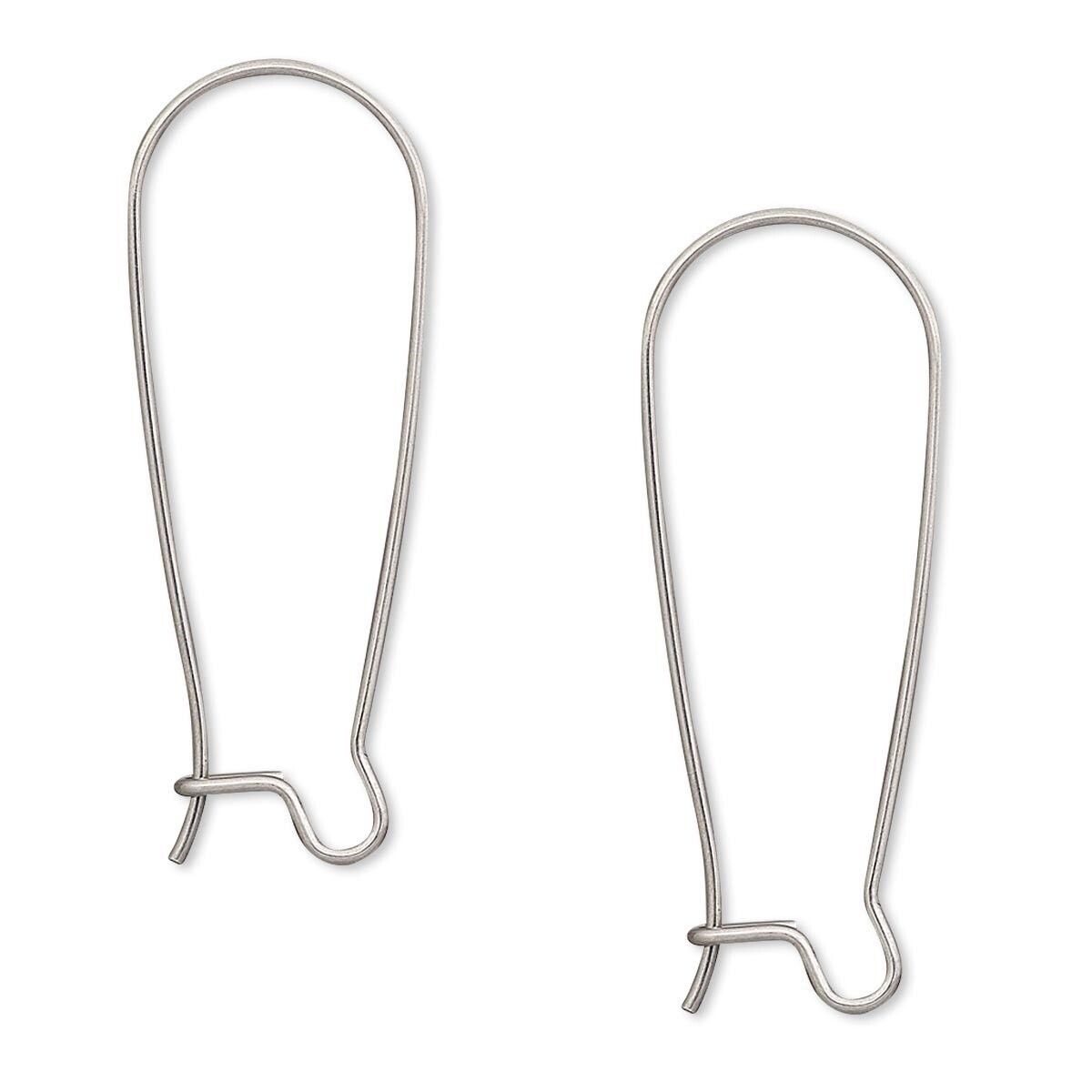Ear Wire, 100 Stainless Steel 21 Gauge 33mm Long Kidney Ear Wire Earrings