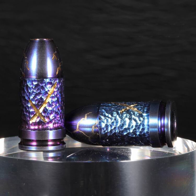 Titanium Bullet Shell Shape Knife Lanyard Bead Paracord Pendant EDC DIY Keychain
