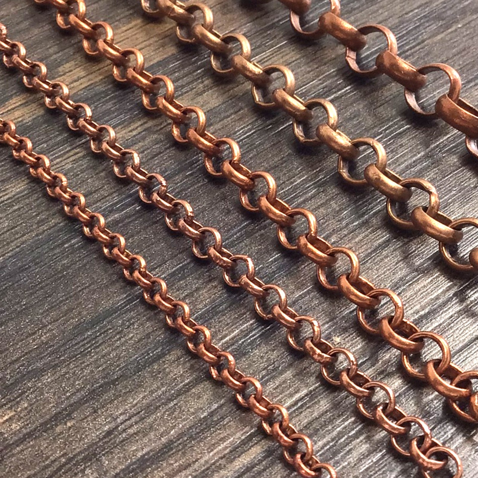 Copper Rolo Chain Round Linked Belcher Chain Neckalce 3mm 4mm 5mm 6mm 7mm Chain