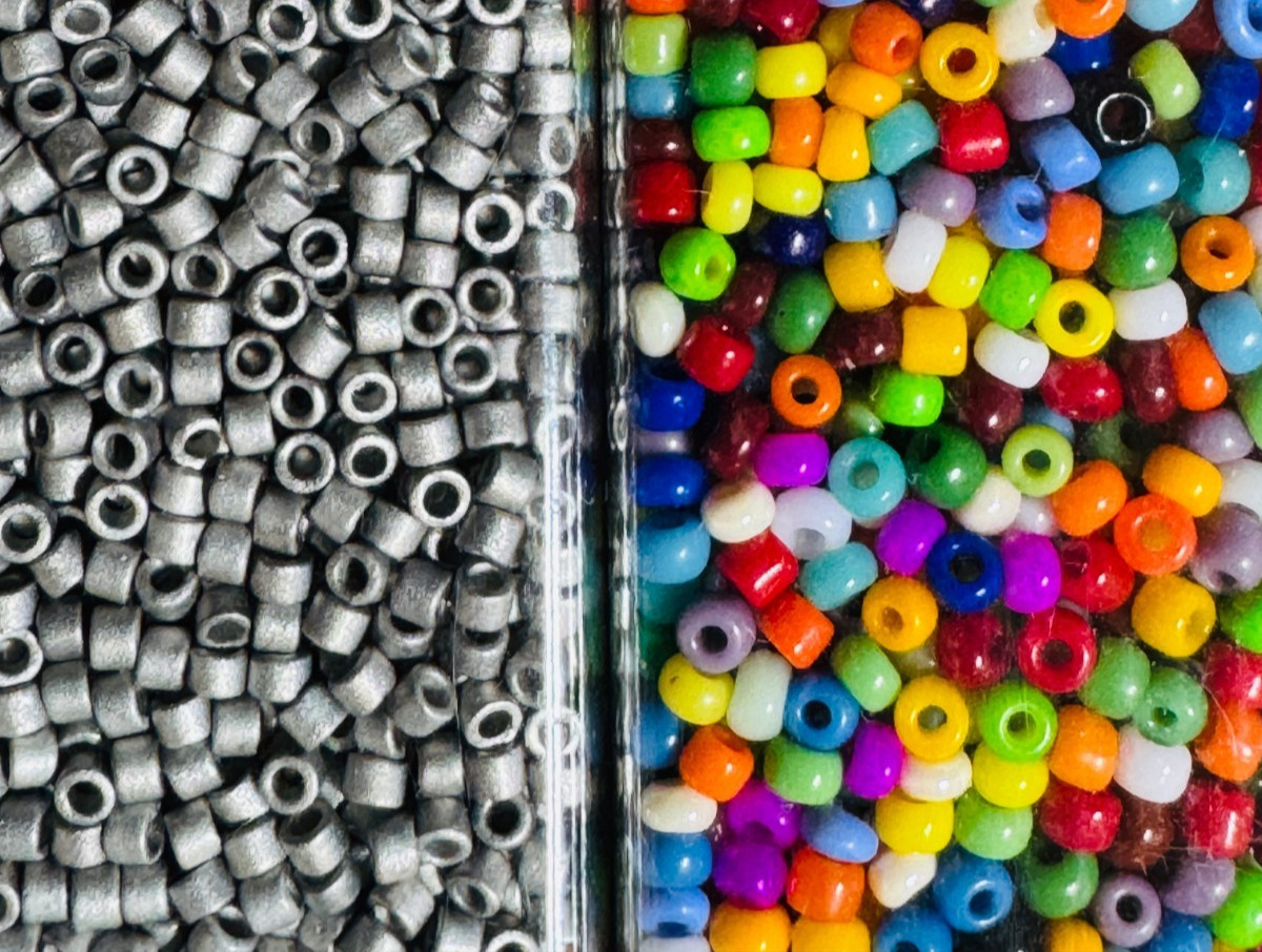 Glass Seed Bead Lot 26 Tubes – Iridescent Neon Mix Different Sizes NOS