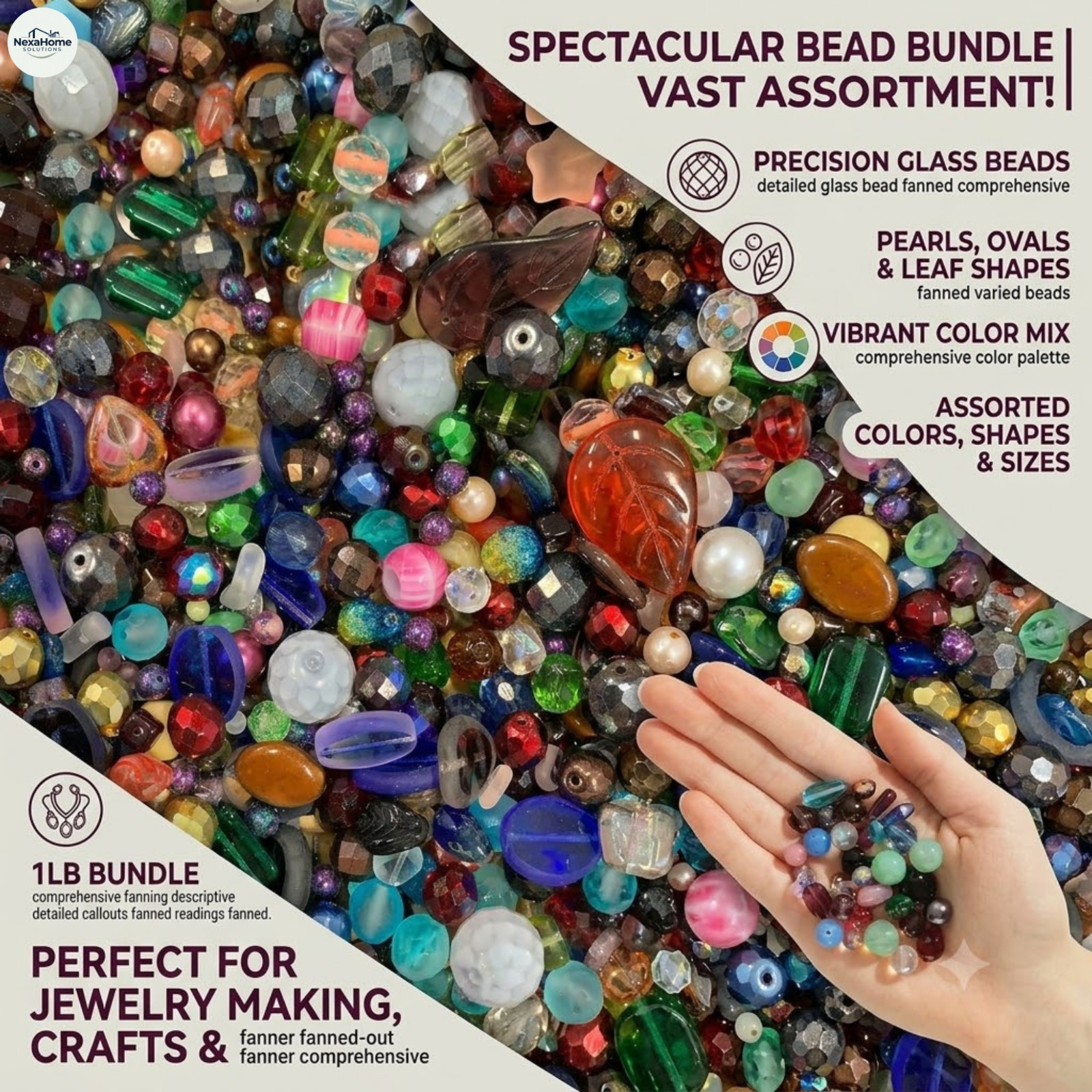Glass Beads Bulk Assorted 500pcs 4-18mm DIY Jewelry Making Craft Supplies
