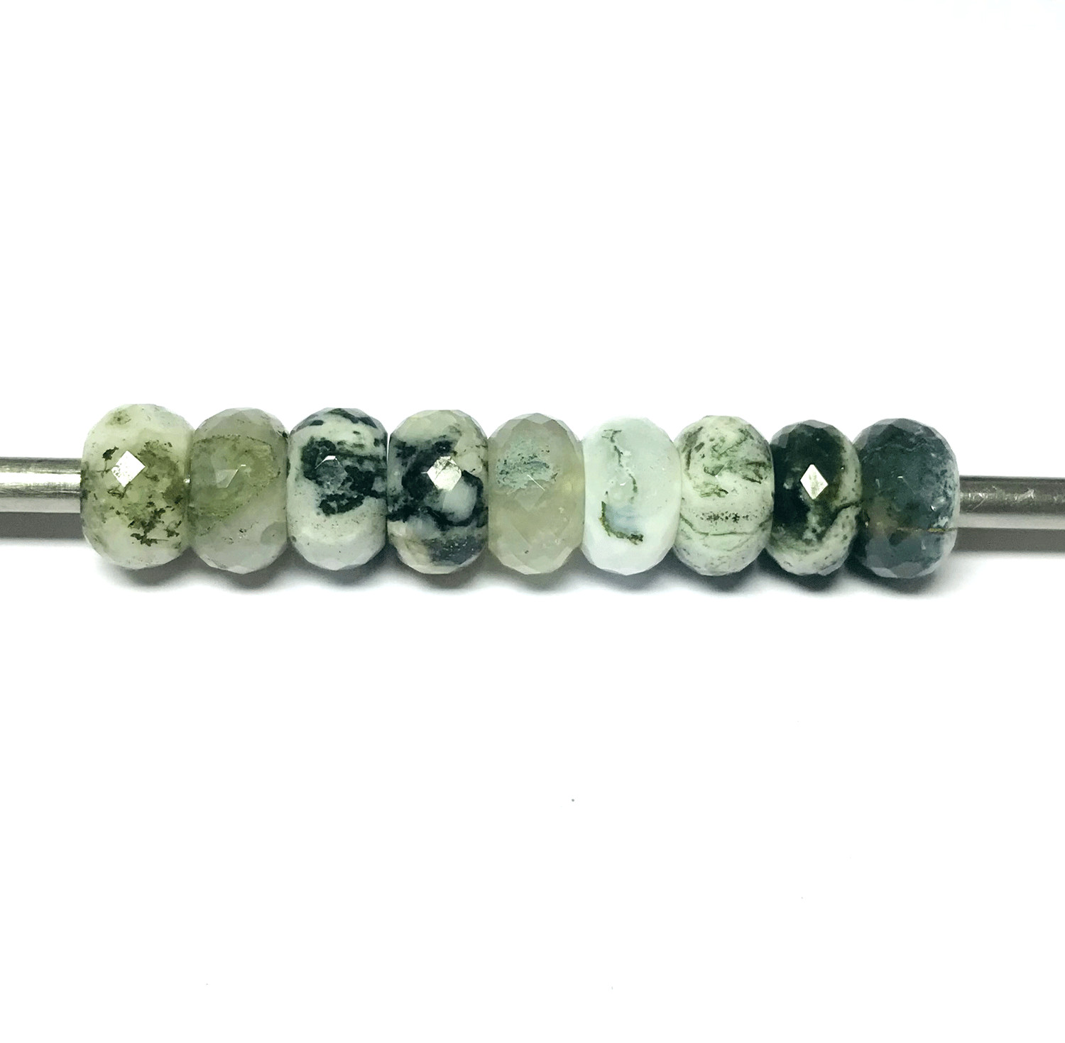9 Pcs. Attractive Moss Agate Gemstone 14x8mm Large Hole European Bracelets Beads