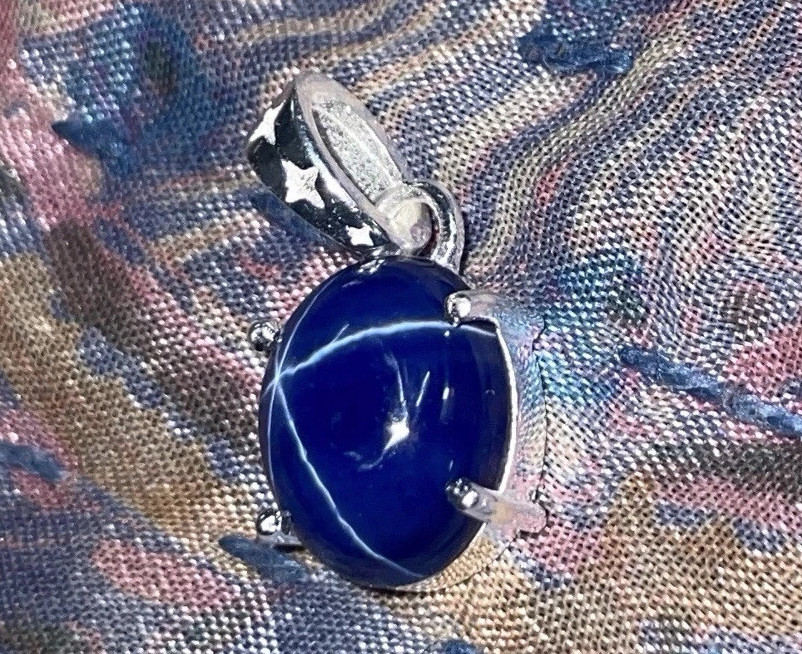 925 Silver Blue Star Sapphire Gemstone Pendant Birthday Gift For Men & Women