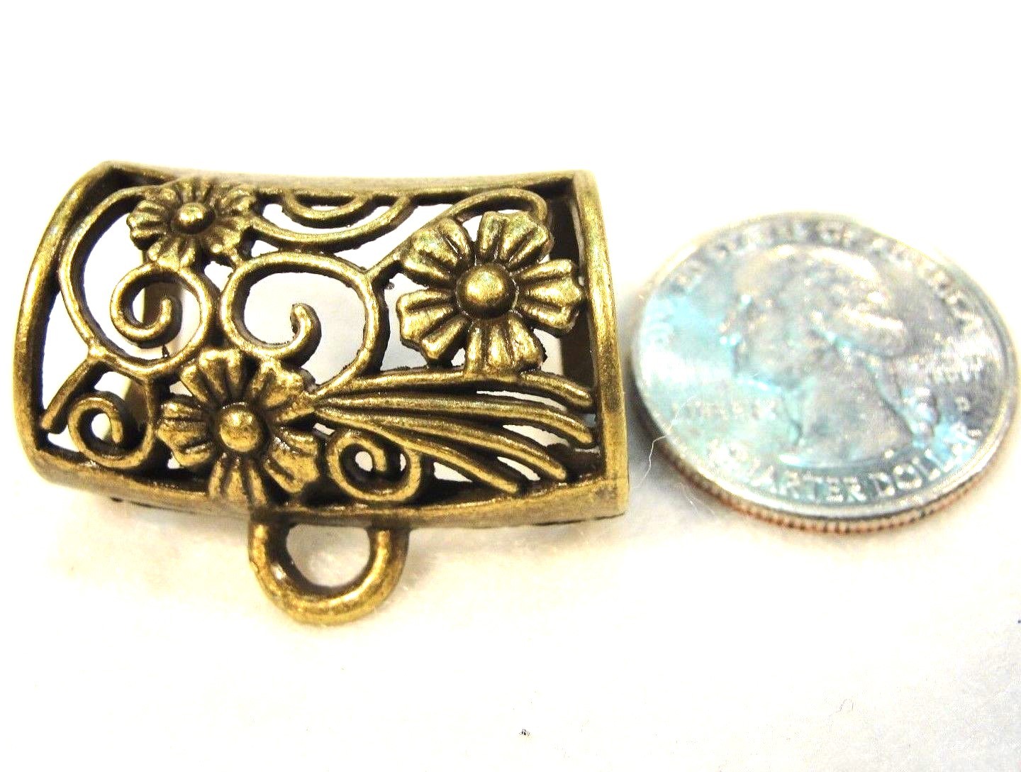 5Pcs. Large Tibetan Antique Bronze FLOWER Design SCARF BAILS Findings SBA99