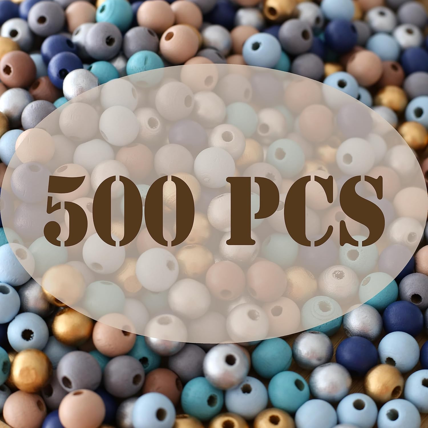 500Pcs Colored Wooden Beads round Blue Wooden Beads Colorful Natural Wood Beads