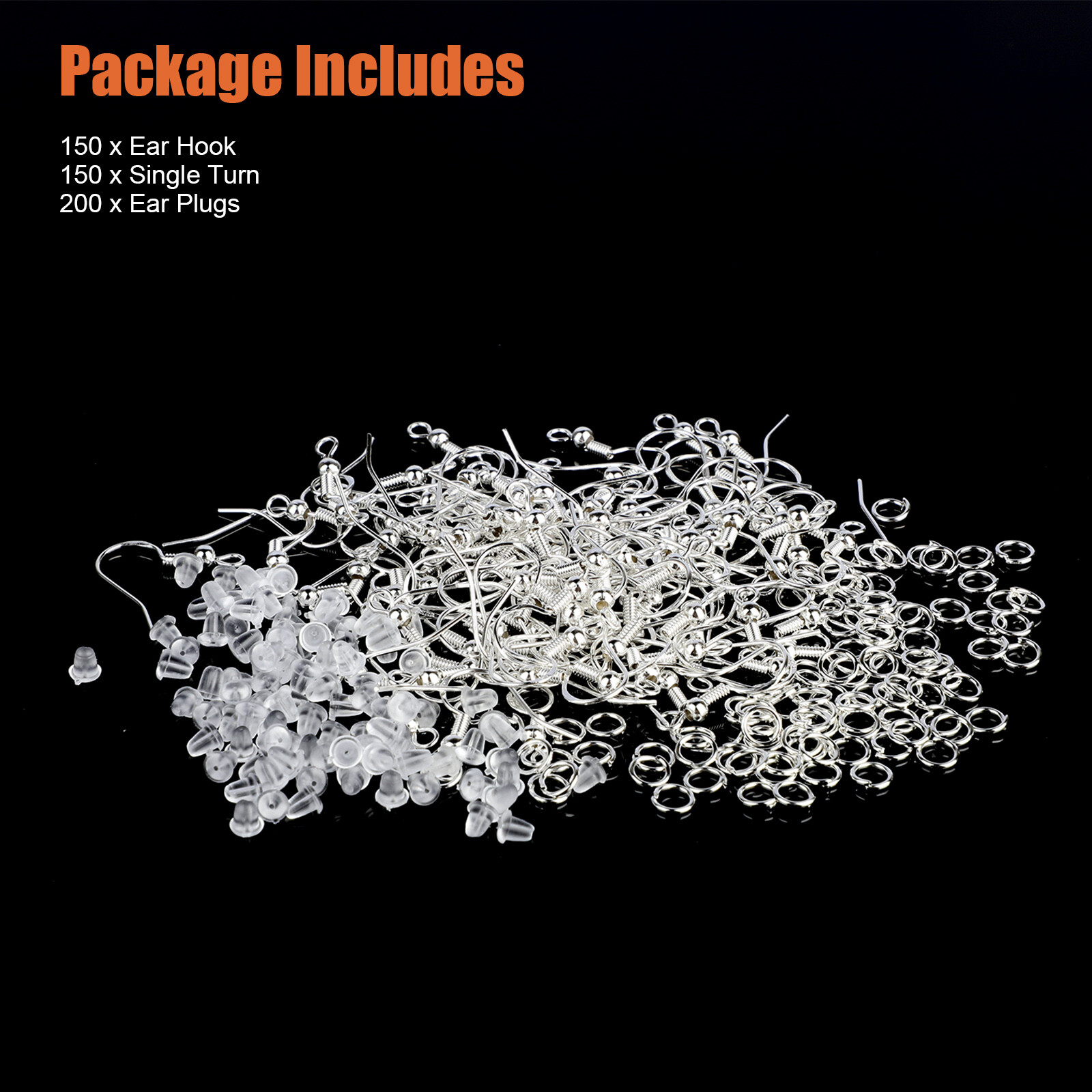 500Pcs 925 Silver DIY Earring Hooks Jewelry Beads Ear Wires Making Findings Kit