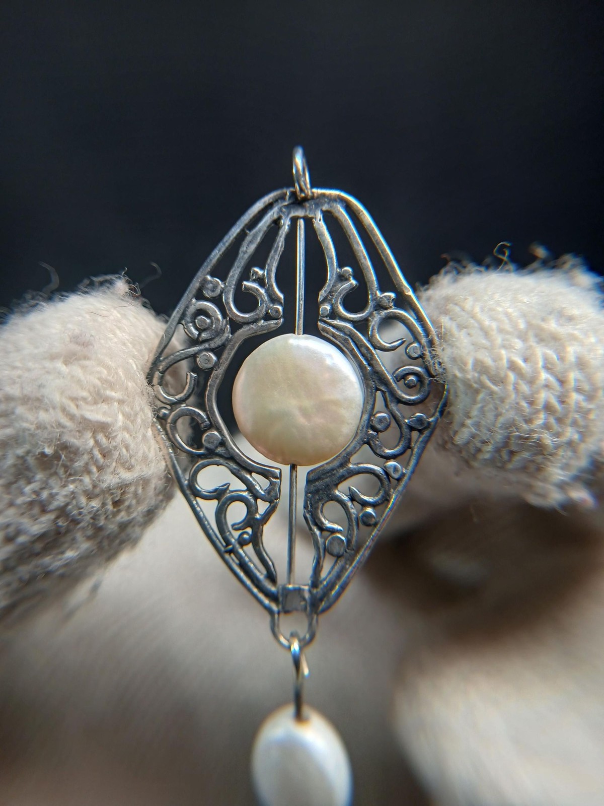 Sterling Silver 925 YAM Israel Mother of Pearl Pendant ~2″