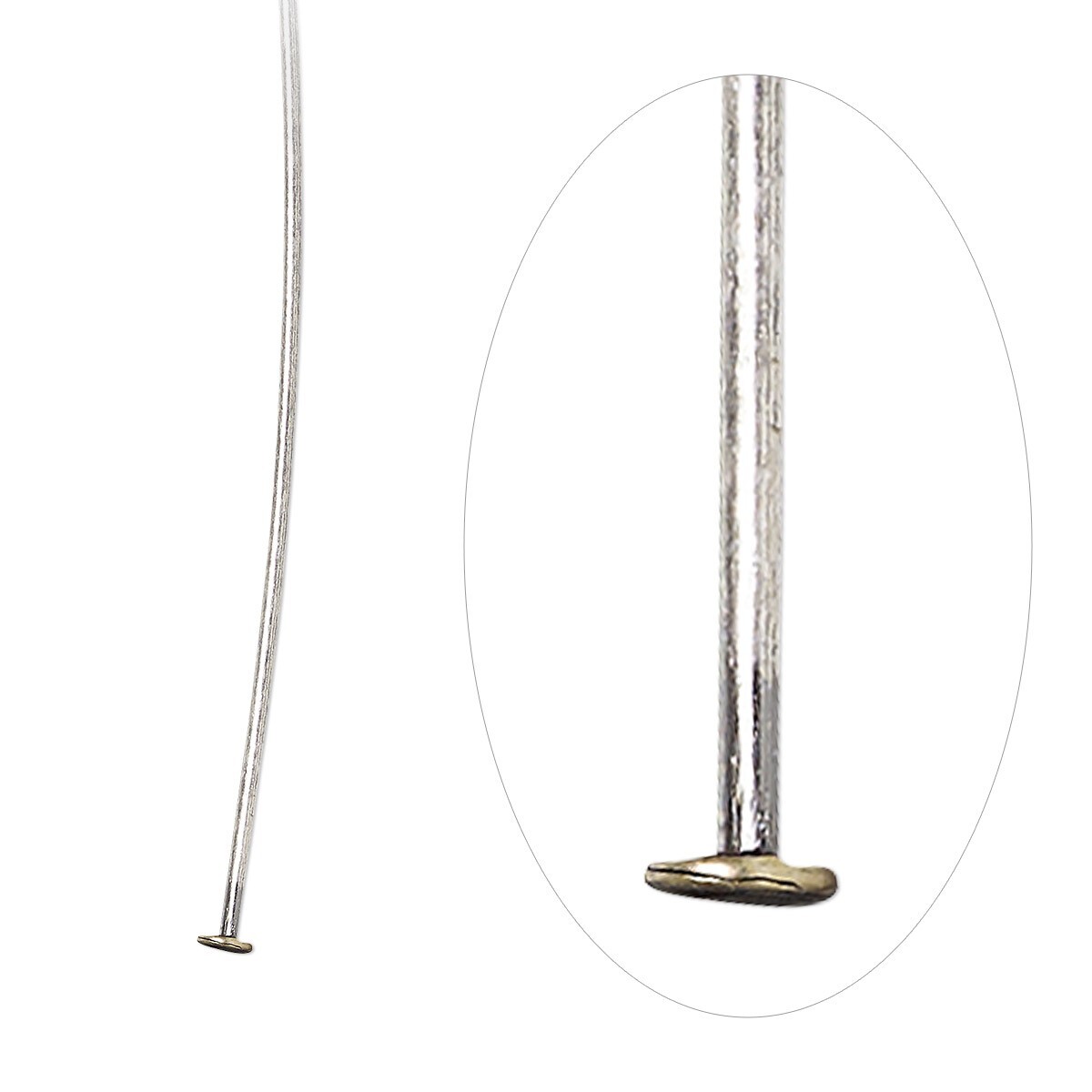 100 Antiqued Silver Plated Brass 21 Gauge 2″ Long Standard Head Pins