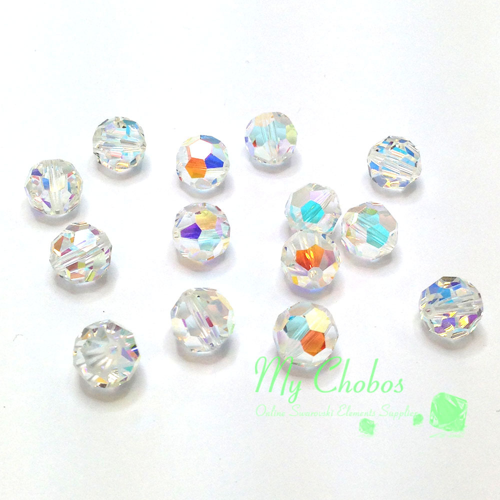 Crystal AB (001 AB) Swarovski Elements 5000 Crystal Round Beads 4mm 6mm 8mm