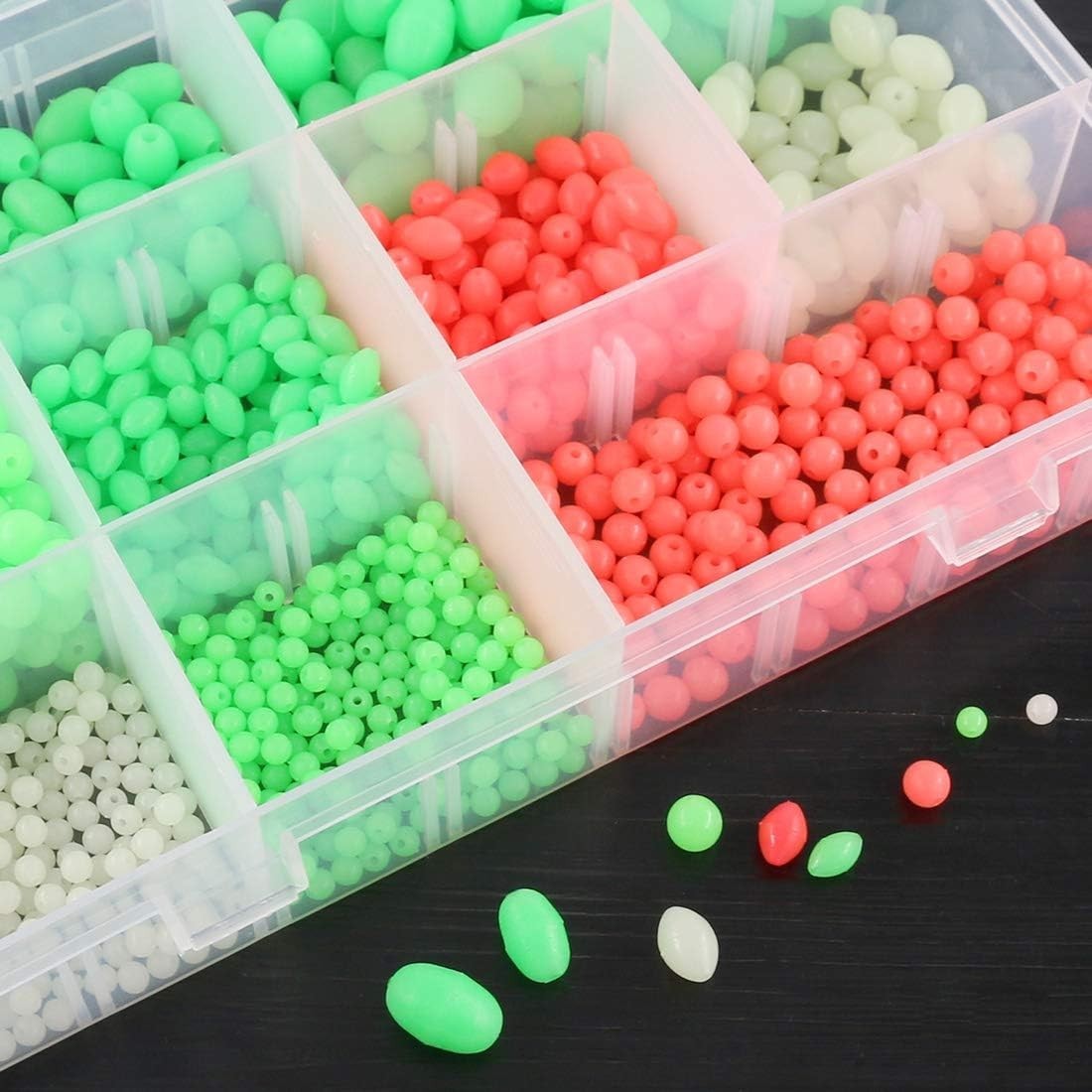 1050 Pcs Soft Plastic Fishing Beads – 9 Sizes Glow Eggs for All Fishing Needs