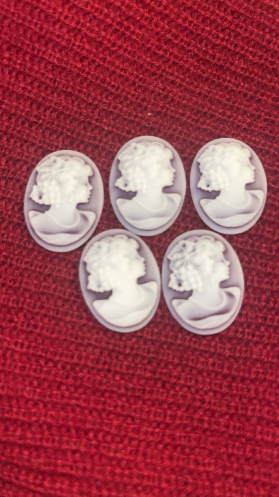 Resin Cameo Cabachons (5), DIY Jewelry, Crafts Supplies, Cameo Lot, Cabachon Lot