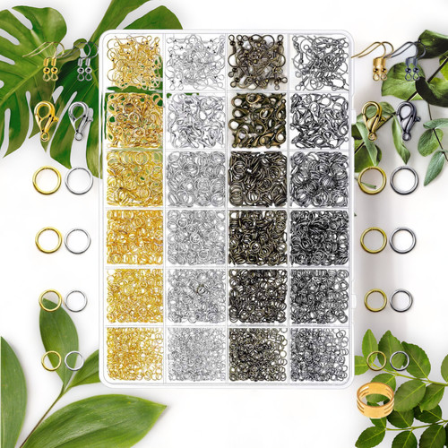 Jewelry Repair Kit with Jump Rings, Clasps, Earring Hooks