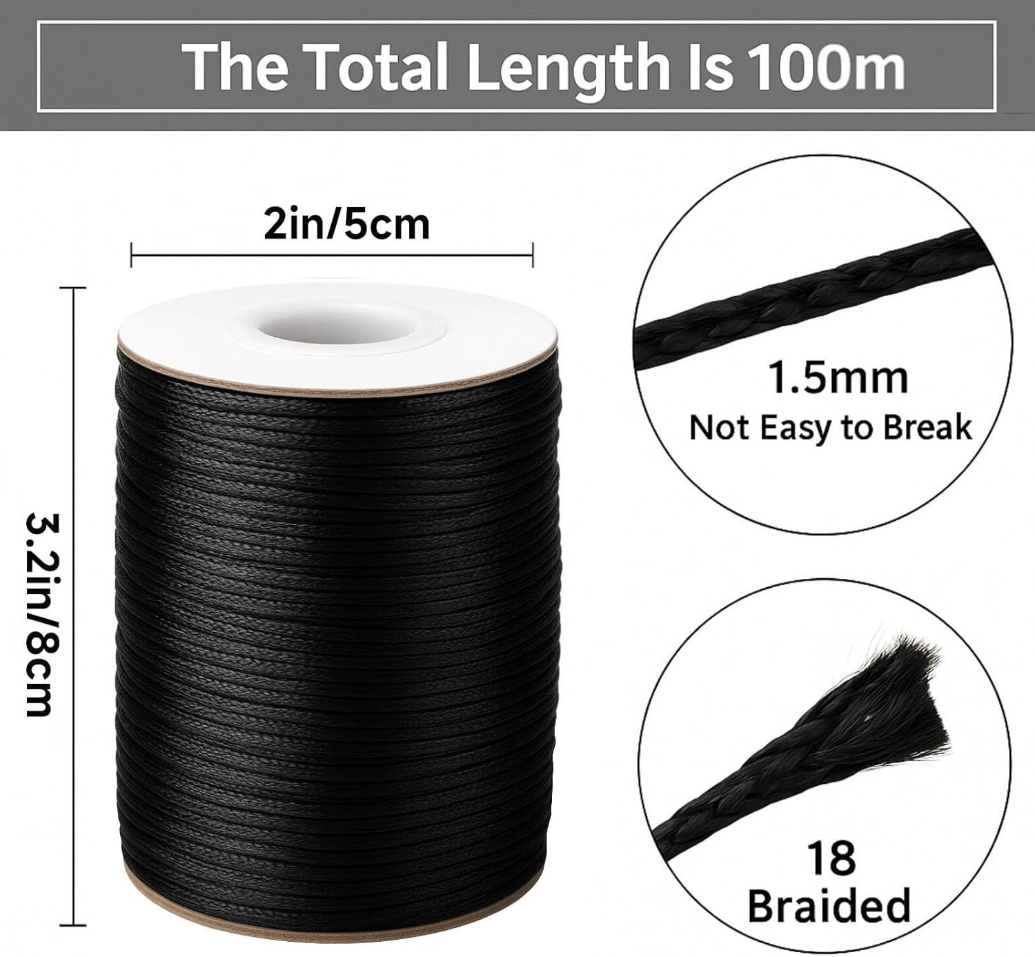 1.5MM Black Nylon String – 110Yards Wind Chime String Weather Resistant Nylon…