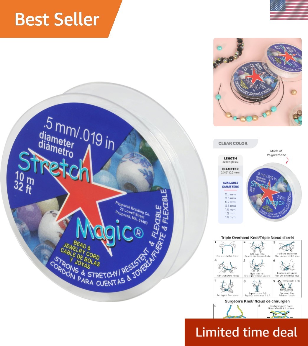 Durable 0.5mm Clear Stretch Cord – 10 Meter Perfect for Beaded Jewelry Projects