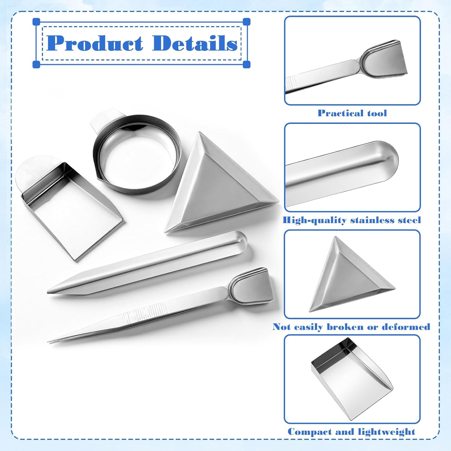 5-Piece Jewelry Bead Scoop Set with Stainless Steel Tweezers and Sorting Trays
