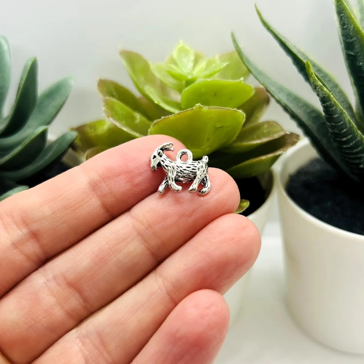 Small Silver Goat Charms, 13x17mm – US Seller