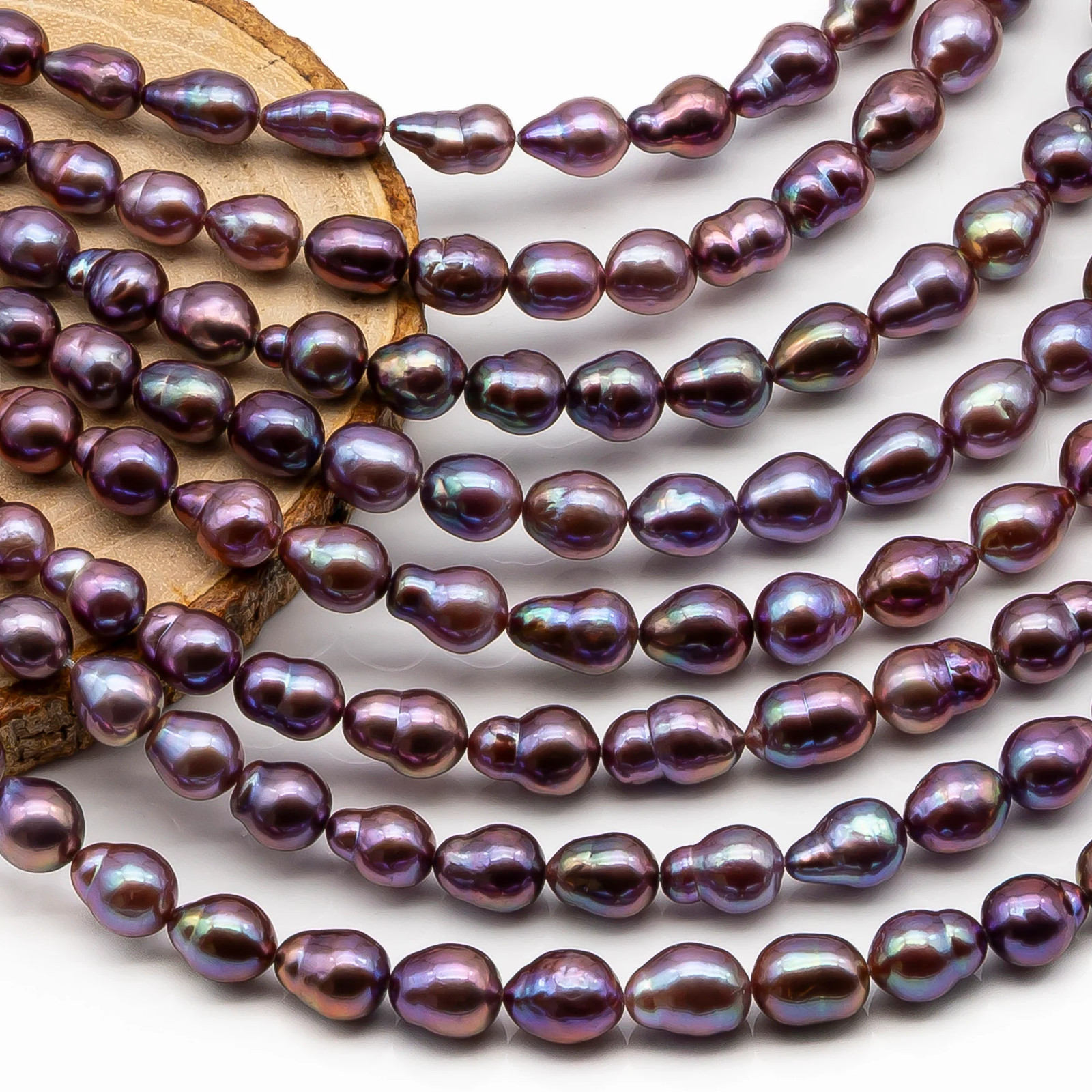 9-11mm Edison Pearl in Full Strand, Freshwater Pearl in Natural Colors with Hig