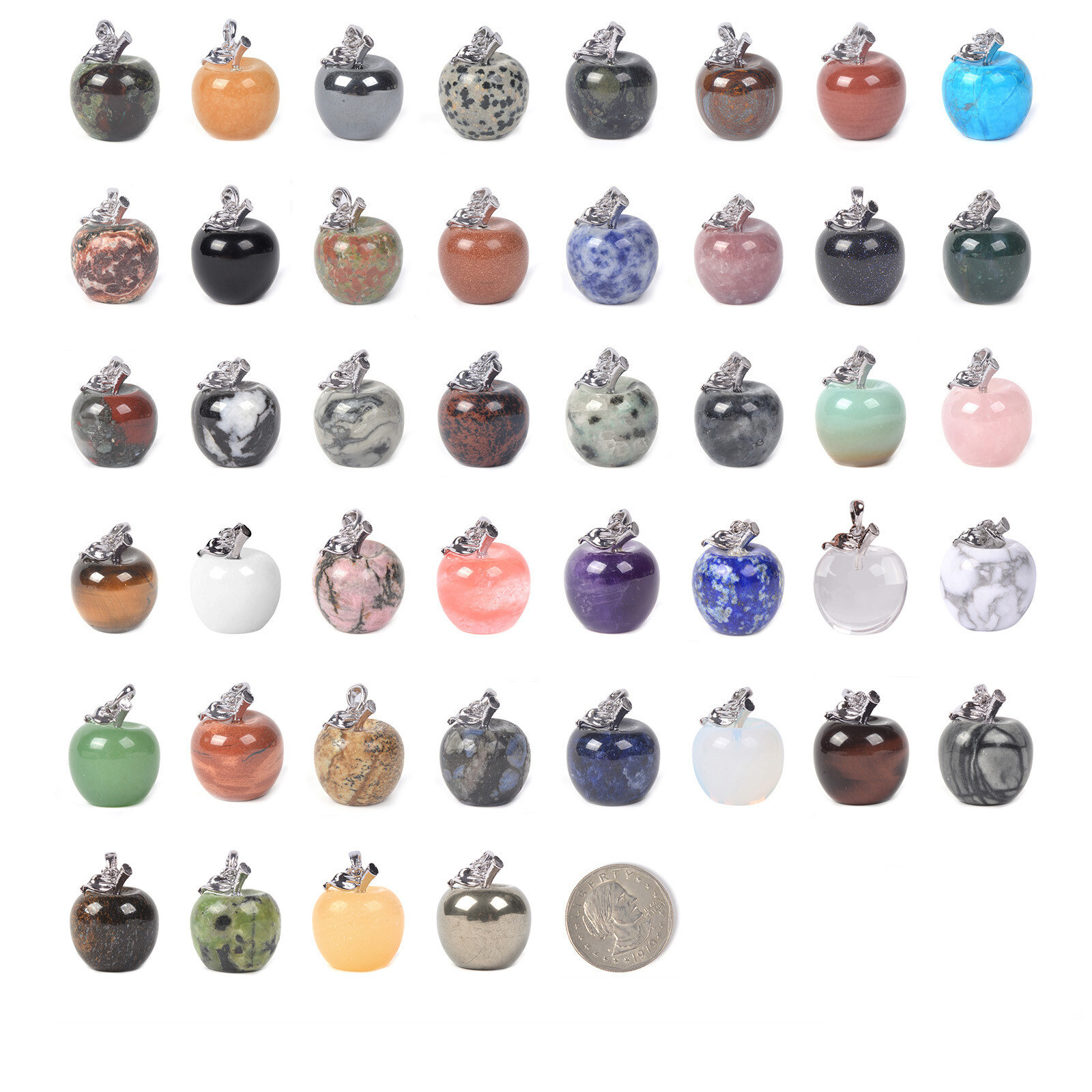22mm Fashion Gemstone Crystal Stone Cute Apple Pendant Gift Jewelry Making