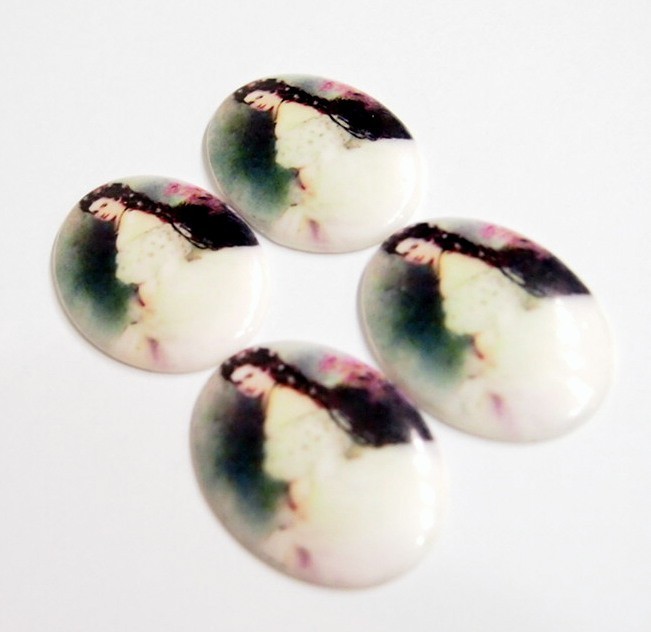 4 of 40x30mm Acrylic Empress Elisabeth of Austria Woman Portrait Cameos Cabochon